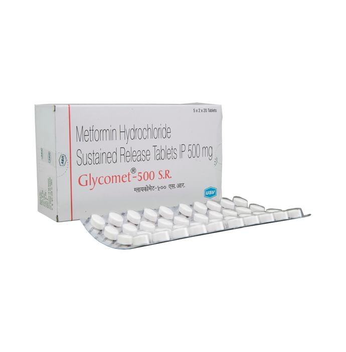 Glycomet 500 SR Tablet – Metformin (500mg) 500 mg by USV Ltd — photo 1 of 5