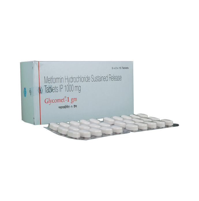 Glycomet 1gm Tablet SR – Metformin (1000mg) by USV Ltd — photo 1 of 3