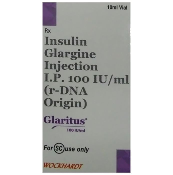Glaritus 100IU/ml Injection – Insulin Glargine (100IU) 100 iu by Wockhardt Ltd — photo 1 of 4