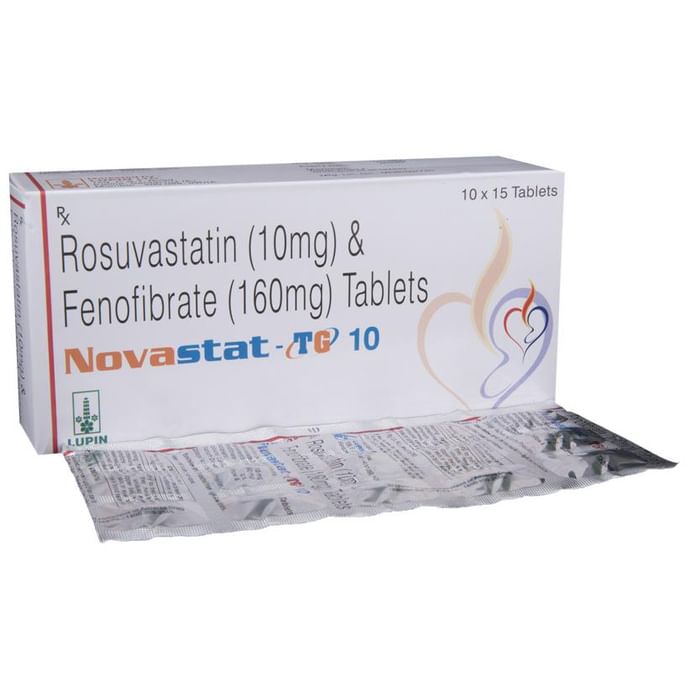 Novastat-TG 10 Tablet – Fenofibrate (160mg) 10 mg by Lupin Ltd — photo 1 of 5