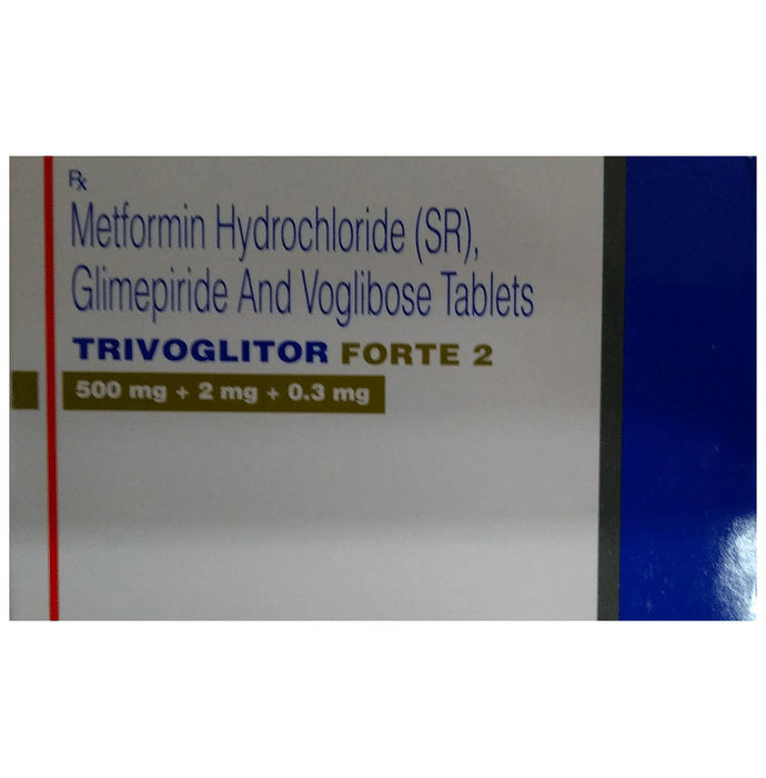 Trivoglitor Forte 2 Tablet SR – Glimepiride (2mg) 2 mg by Torrent Pharmaceuticals Ltd — photo 1 of 2
