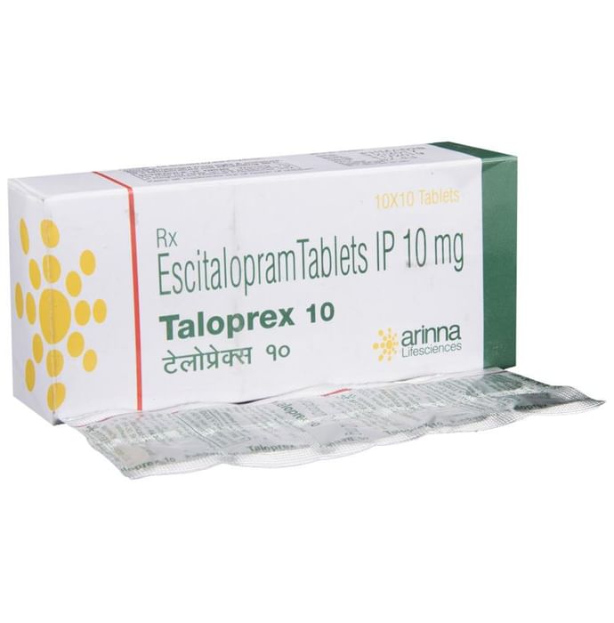Taloprex 10 Tablet – Escitalopram Oxalate (10mg) 10 mg by Arinna Lifescience Pvt Ltd — photo 1 of 5