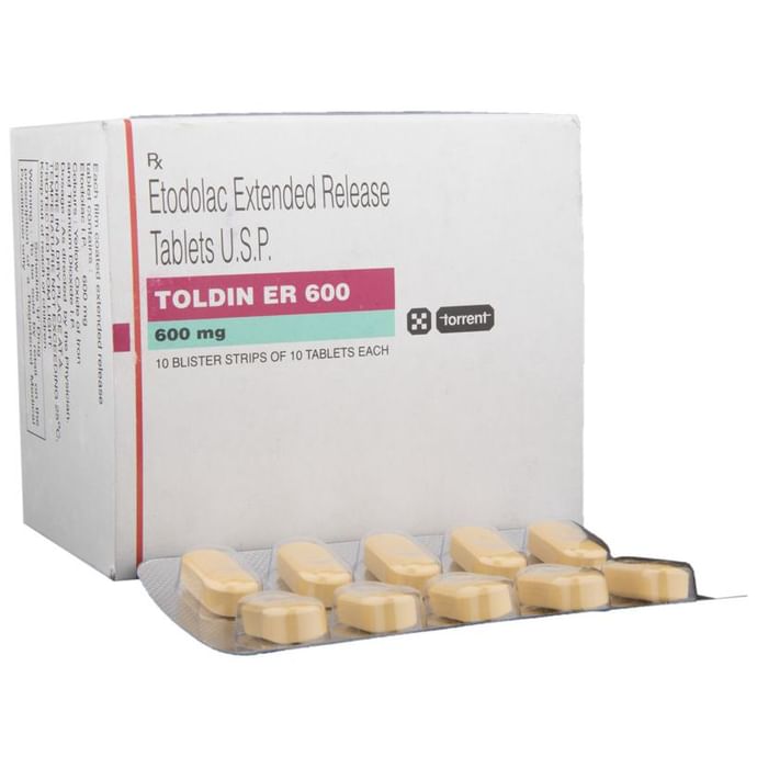 Toldin ER 600 Tablet – Etodolac (600mg) 600 mg by Torrent Pharmaceuticals Ltd — photo 1 of 6
