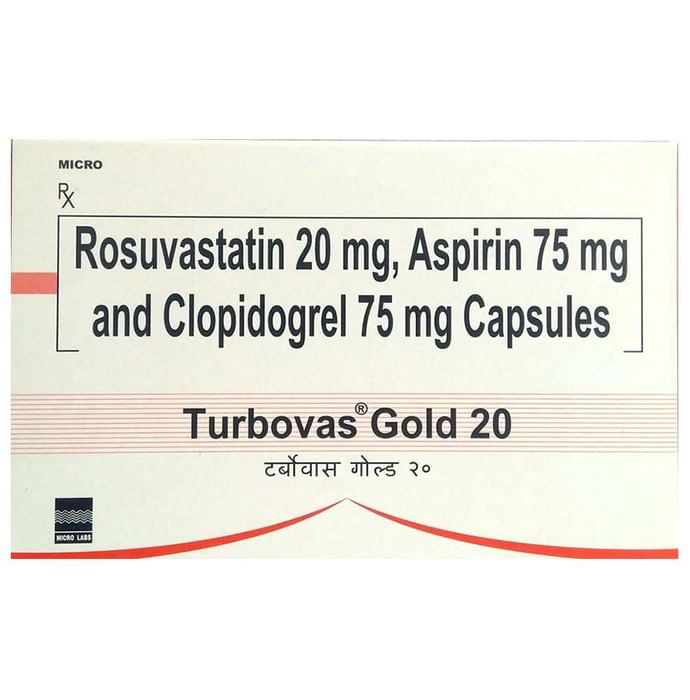 Turbovas Gold 20 Capsule – Aspirin (75mg) 20 mg by Micro Labs Ltd — photo 1 of 2