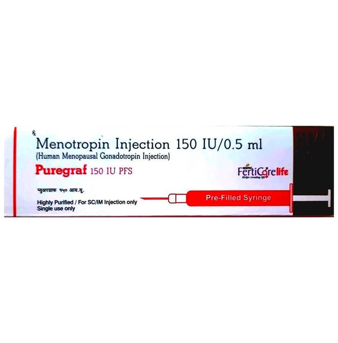 Puregraf 150 IU PFS – Menotrophin (150IU) 150 iu by Gufic Bioscience Ltd — photo 1 of 3