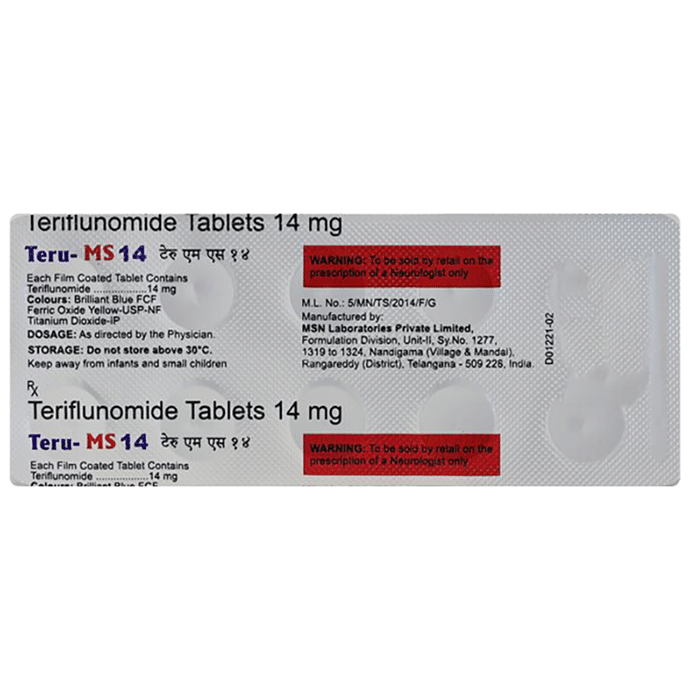 Teru MS 14mg Tablet – Teriflunomide (14mg) 14 mg by MSN Laboratories — photo 1 of 2