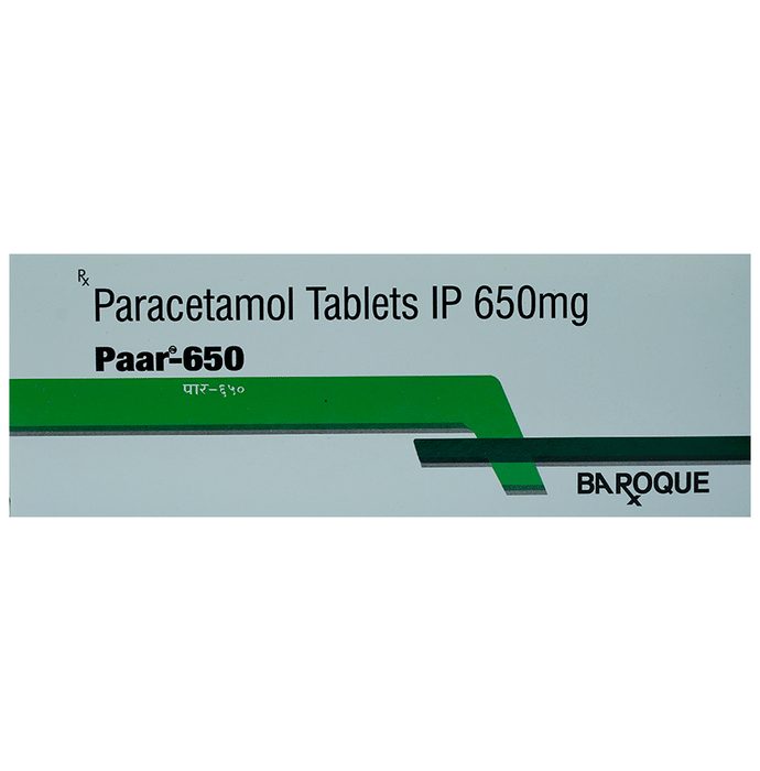 Paar 650 Tablet – Paracetamol (650mg) 650 mg by Baroque Pharmaceuticals Pvt Ltd — photo 1 of 2
