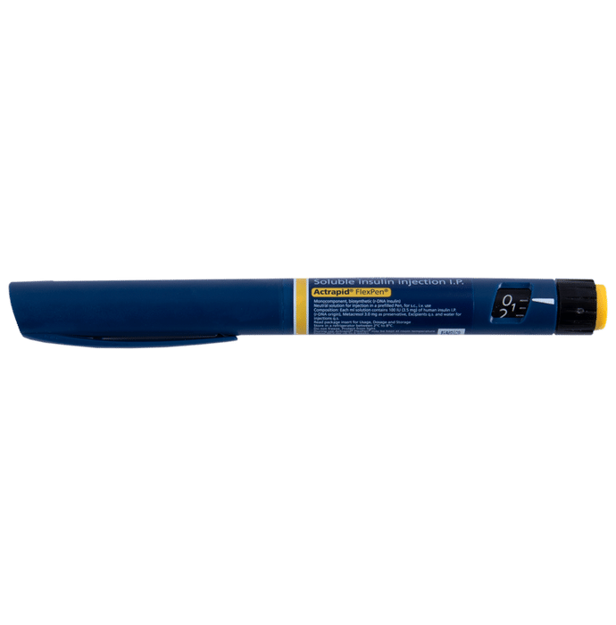 Actrapid 100IU/ml Flexpen (3ml Each) – Human insulin (100IU) 100 iu by Novo Nordisk India Pvt Ltd — photo 1 of 3