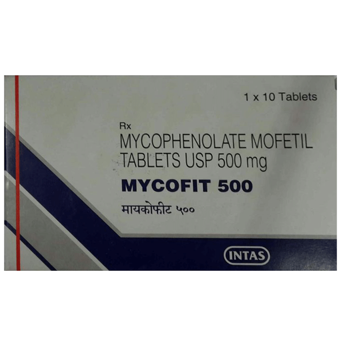 Mycofit 500 Tablet – Mycophenolate mofetil (500mg) 500 mg by Intas Pharmaceuticals Ltd — photo 1 of 3