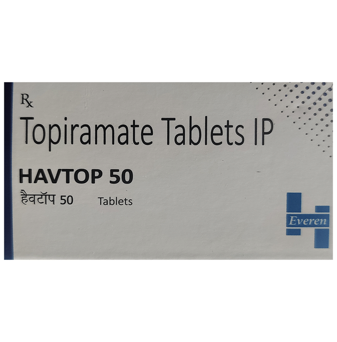 Havtop 50 Tablet – Topiramate (50mg) 50 mg by Heveren Healthcare Pvt Ltd — photo 1 of 2