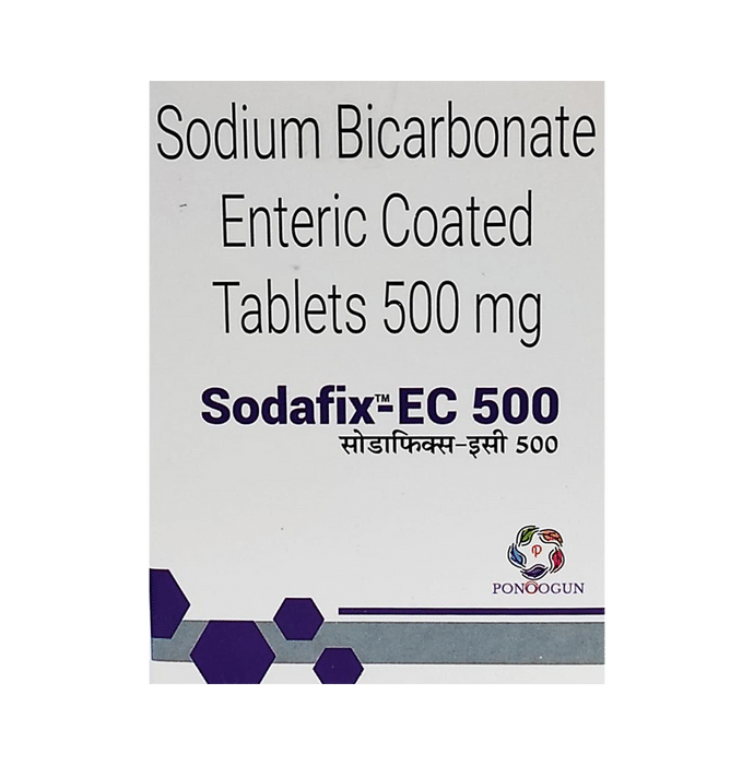 Sodafix-EC 500 Tablet – Sodium Bicarbonate (500mg) 500 mg by Ponoogun Healthcare Pvt Ltd — photo 1 of 2