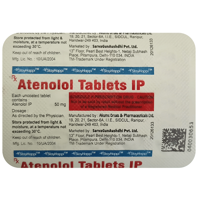 StayHappi Atenolol 50mg Tablet