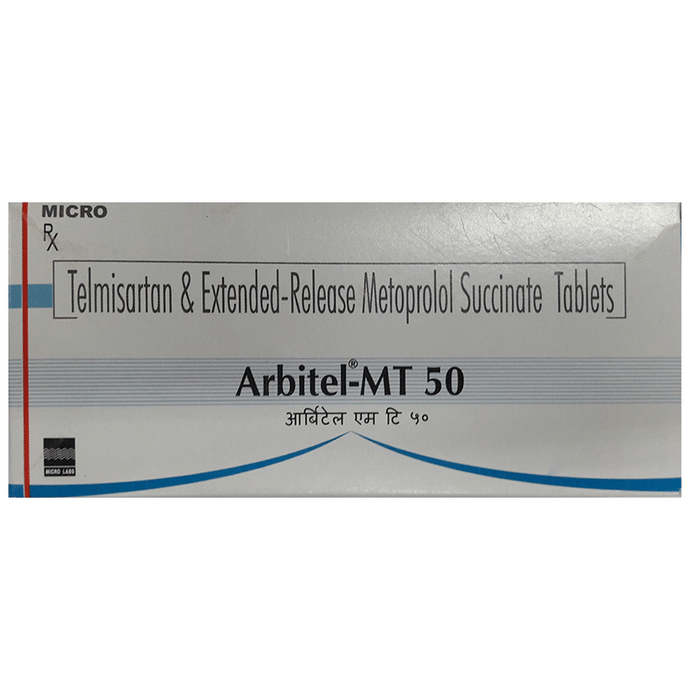 Arbitel-MT 50 Tablet ER – Telmisartan (40mg) 50 mg by Micro Labs Ltd — photo 1 of 3
