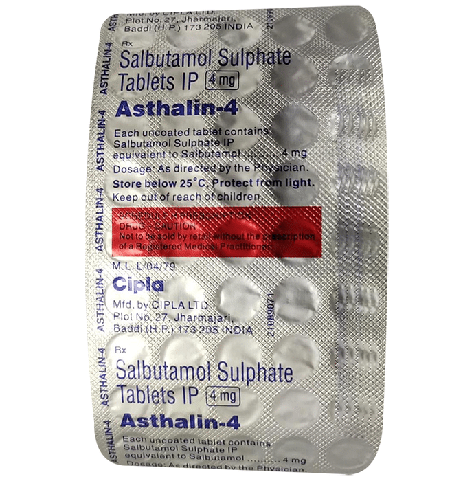 Asthalin 4 Tablet – Salbutamol (4mg) 4 mg by Cipla Ltd — photo 1 of 2