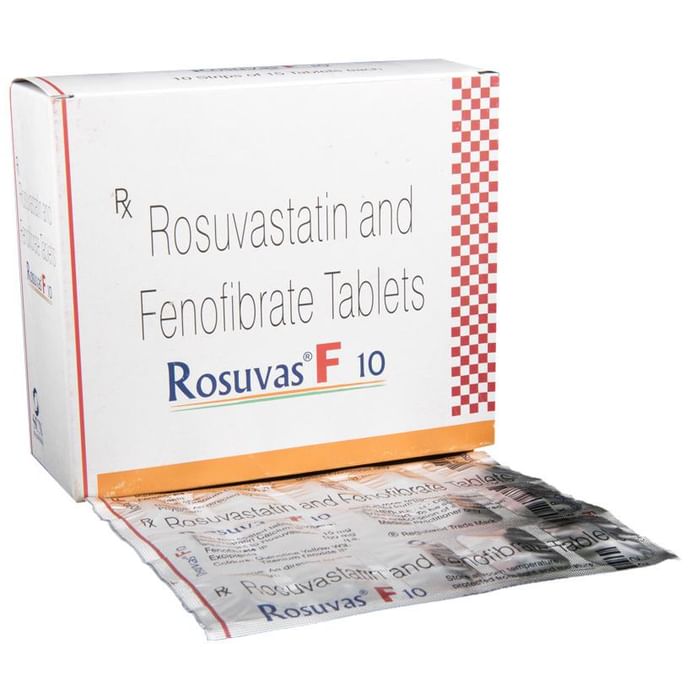 Rosuvas F 10 Tablet – Fenofibrate (160mg) 10 mg by Sun Pharmaceutical Industries Ltd — photo 1 of 5