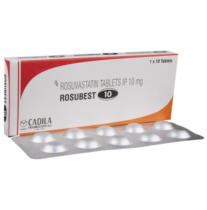 Rosubest 10 Tablet – Rosuvastatin (10mg) 10 mg by Cadila Pharmaceuticals Ltd — photo 1 of 6