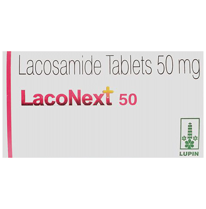 Laconext 50 Tablet – Lacosamide (50mg) 50 mg by Lupin Ltd — photo 1 of 3