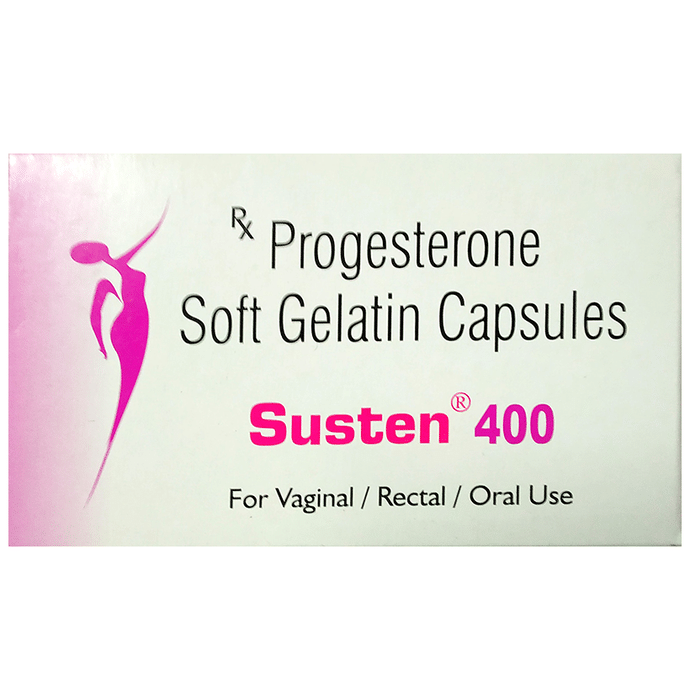 Susten 400 Soft Gelatin Capsule – Progesterone (Natural Micronized) (400mg) 400 mg by Sun Pharmaceutical Industries Ltd — photo 1 of 2